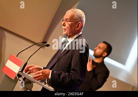 Vienna, Austria. 09th Sep, 2022. Together for Van der Bellen. Campaign start for the federal presidential election with Alexander Van der Bellen Stock Photo