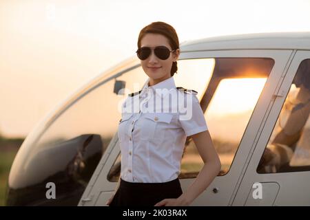 Portrait of Chinese helicopter pilot Stock Photo