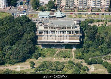 An aerial view of the Leas Cliff Hall and coast in Folkestone, United ...