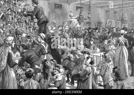 'Christmas Tree in the Childrens Ward at the London Hospital, Whitechapel', 1886. From &quot;The Graphic. An Illustrated Weekly Newspaper Volume 33. January to June, 1886&quot;. Stock Photo