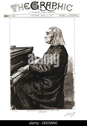 'The Graphic, Front Cover April 3. 1886', 1886. Celebrities of the day - the Abbe Liszt. From &quot;The Graphic. An Illustrated Weekly Newspaper Volume 33. January to June, 1886&quot;. Stock Photo