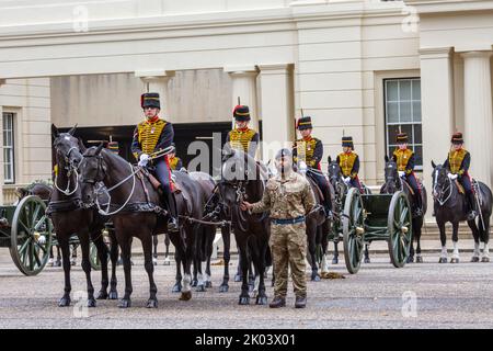 London, UK. 9th Sep, 2022. The King's Troop Royal Horse Artillery, British Army, Photo Horst A. Friedrichs Alamy Live News Stock Photo