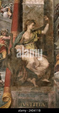 Justice, 1520-1524. Found in the collection of the Musei Vaticani in Viale Vaticano, Rome. Stock Photo