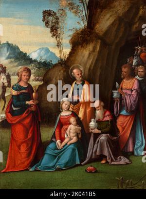 The Adoration of the Magi, 1510-1512. Found in the collection of the Muzeum Narodowe, Krakow. Stock Photo