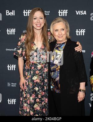 Toronto, Canada. 09th Sep, 2022. Chelsea Clinton and Hillary Rodham Clinton attend the 'In Conversation' - The Book of Gutsy Women In Conversation at TIFF LIGHTBOX during the 2022 Toronto International Film Festival on September 9, 2022 in Toronto, Canada. Photo: PICJER/imageSPACE/Sipa USA Credit: Sipa USA/Alamy Live News Stock Photo