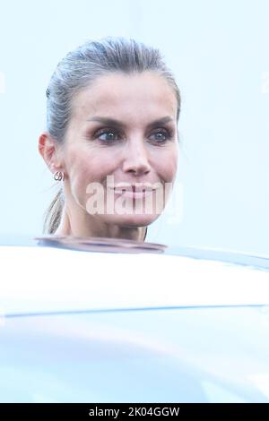 Madrid. Spain. 9th Sept 2022,  Queen Letizia of Spain signed The Book Of Condolences for Queen Elizabeth II of the United Kingdom of Great Britain and Northern Ireland death at United Kingdom Ambasaddor Residence on September 9, 2022 in Madrid, Spain Credit: MPG/Alamy Live News Stock Photo