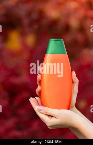 unbranded shampoo bottle with copy space. skincare Stock Photo