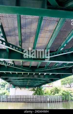 Columbus Road Lift Bridge over Cuyahoga river in Cleveland, Ohio.  One of Clevelands 330 bridges. Stock Photo