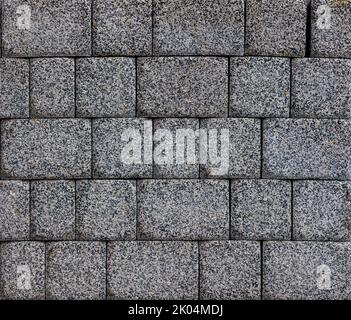 flat texture and full-frame background of gray cuboid brick pavement Stock Photo
