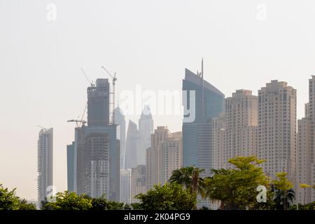 Skyscrapers along JBR Beach, Dubai Stock Photo