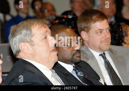 Town Hall meeting, 'The Road Ahead,' at HUD headquarters, featuring Secretary Shaun Donovan and other senior officials. Stock Photo