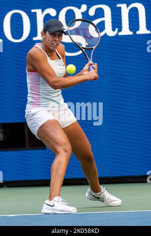 Madison Keys (USA) competing at the 2022 US Open. Stock Photo