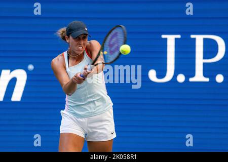 Madison Keys (USA) competing at the 2022 US Open. Stock Photo