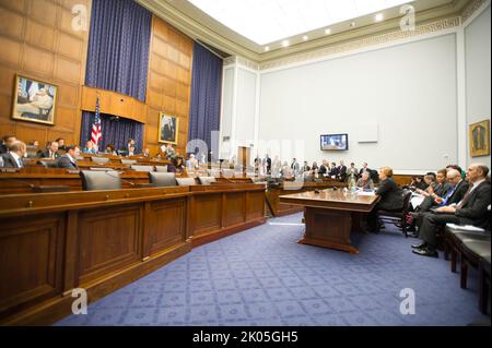 Testimony of Federal Housing Administration Commissioner Carol Galante at hearing of House Financial Services Committee, Capitol Hill. Stock Photo