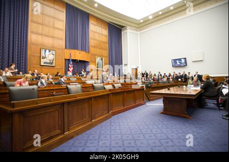 Testimony of Federal Housing Administration Commissioner Carol Galante at hearing of House Financial Services Committee, Capitol Hill. Stock Photo