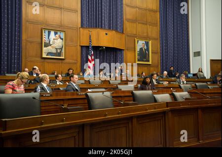 Testimony of Federal Housing Administration Commissioner Carol Galante at hearing of House Financial Services Committee, Capitol Hill. Stock Photo