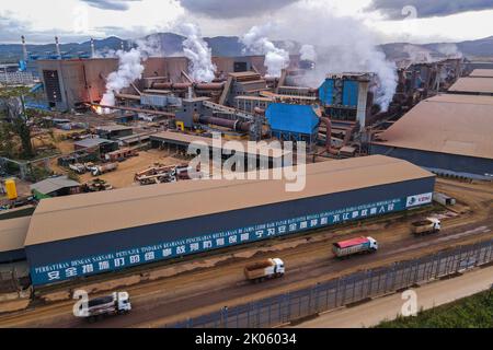 Konawe, Indonesia. 09th Sep, 2022. PT.VDNI (Virtue Dragon Nickel Industry) nickel smelter furnace activity in the industrial area of Morosi sub-district, Konawe. A smelter company in Morosi sub-district, Konawe, Southeast Sulawesi, namely PT. VDNI and PT. OSS are mining areas and become one of the national vital objects. Credit: SOPA Images Limited/Alamy Live News Stock Photo