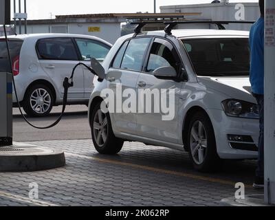 LPG gas filling stations and cars Stock Photo