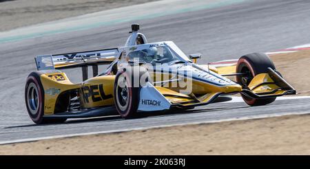 Monterey, CA, USA. 09th Sep, 2022. A. Team Penske driver Scott McLaughlin coming out of turn 2 during the Firestone Grand Prix of Monterey Practice # 1 at Weathertech Raceway Laguna Seca Monterey, CA Thurman James/CSM/Alamy Live News Stock Photo