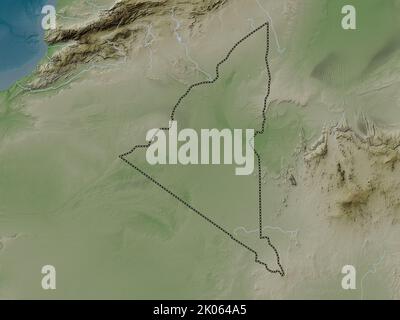 Adrar, province of Algeria. Elevation map colored in wiki style with lakes and rivers Stock Photo