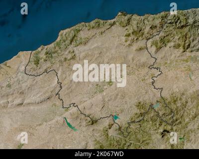Chlef, province of Algeria. Low resolution satellite map. Locations and ...