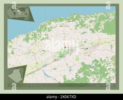 Chlef, province of Algeria. Open Street Map. Locations of major cities ...