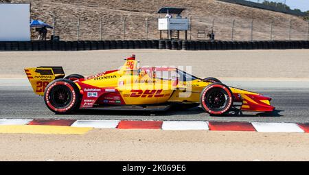 Monterey, CA, USA. 09th Sep, 2022. A. Andretti autosport driver Romain Grosjean coming out of turn 3 during the Firestone Grand Prix of Monterey Practice # 1 at Weathertech Raceway Laguna Seca Monterey, CA Thurman James/CSM/Alamy Live News Stock Photo