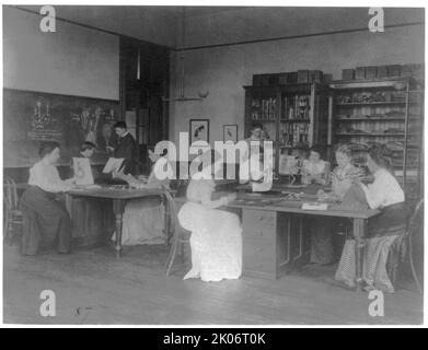 Classroom scenes in Washington, D.C. public schools - zoology class at Eastern High School, (1899?). Stock Photo