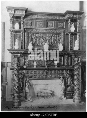 Interior of John R. McLean House, 1500 I St., N.W., Washington, D.C. - dining room mantel, c1907. Stock Photo