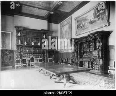 Interior of John R. McLean House, 1500 I St., N.W., Washington, D.C. - view of dining room showing mantel &amp; cupboard, c1907. Stock Photo