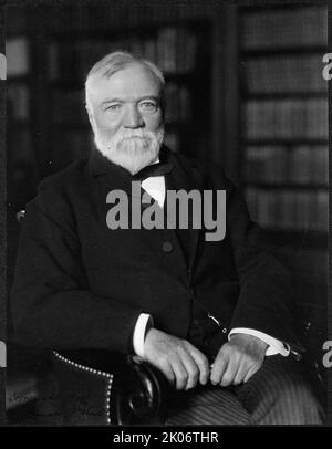Andrew Carnegie, April 1905, c1905. Photograph shows Andrew Carnegie, three-quarter length portrait, seated, facing left. [Scottish-American industrialist and philanthropist]. Stock Photo