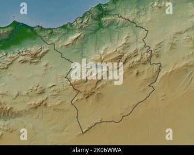 Tlemcen, province of Algeria. Colored elevation map with lakes and rivers Stock Photo