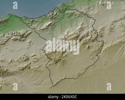 Tlemcen, province of Algeria. Elevation map colored in wiki style with lakes and rivers Stock Photo