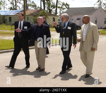 Secretary Alphonso Jackson and aides touring East Texas and meeting with officials and residents after Hurricane Rita. Stock Photo