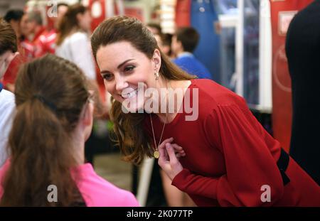 HRH The Prince and Princess of Wales in Swansea, Wales, UK  pictured at Joe's Icecream shop Stock Photo