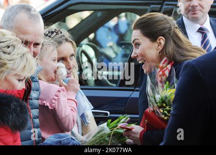 HRH The Prince and Princess of Wales in Swansea, Wales, UK  pictured at Joe's Icecream shop Stock Photo