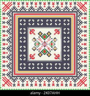 Traditional Georgian folk art embroidery vector pattern Stock Photo