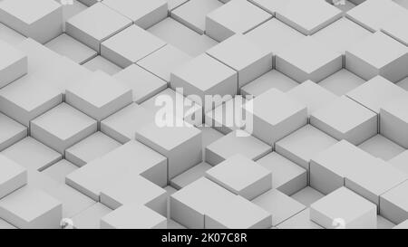 Many abstract isometric cubes, modern computer generated 3D rendering background Stock Photo