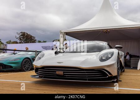 Aston Martin Valkyrie, on display at the Salon Privé Concours d’Elégance motor show held at Blenheim Palace on the 4th September 2022 Stock Photo