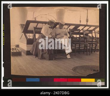 Frances B. Johnston and Admiral Dewey on the deck of the U.S.S. Olympia, 1899. Stock Photo