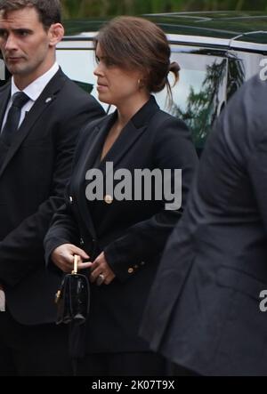 Princess Eugenie attends a service at Crathie Kirk, Balmoral in Scotland, following the death of Queen Elizabeth II on Thursday. Picture date: Saturday September 10, 2022. Stock Photo