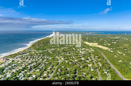 Aerial view of ditch plains and surrounding area of montauk Stock Photo