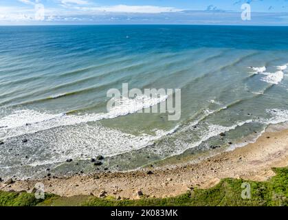 Aerial view of the rocky beach and ocean in Montauk, NY Stock Photo