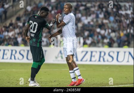 BUDAPEST, HUNGARY - AUGUST 9: Adama Traore of Ferencvarosi TC controls the  ball during the UEFA Champions League Qualifying Round match between Ferencvarosi  TC and Qarabag FK at Ferencvaros Stadium on August