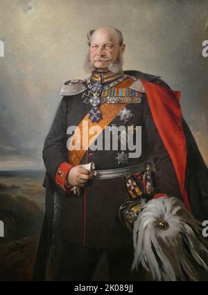 William I in dress uniform, painting by Paul Bulow, 1879. William I or Wilhelm I (Wilhelm Friedrich Ludwig; 22 March 1797 - 9 March 1888) was King of Prussia from 2 January 1861 and German Emperor from 18 January 1871 until his death in 1888 Stock Photo