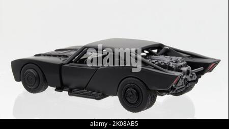 The Batmobile model replica from The Batman movie, isolated on white background Stock Photo