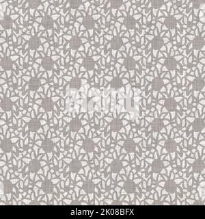 French grey irregular mottled linen seamless pattern. Tonal country cottage style abstract speckled background. Simple vintage rustic fabric textile Stock Photo