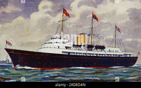 Her Majesty's Yacht Britannia, also known as the Royal Yacht Britannia, is the former royal yacht of the British monarch, Queen Elizabeth II, in service from 1954 until 1997. During her 43-year career, the yacht travelled more than a million nautical miles around the globe Stock Photo