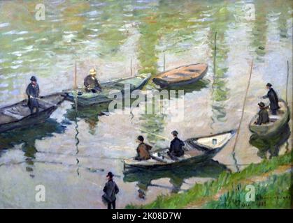 Fishermen on the Seine near Poissy, 1882 by Oscar-Claude Monet (14 November 1840 - 5 December 1926) was a French painter and founder of impressionist painting who is seen as a key precursor to modernism Stock Photo