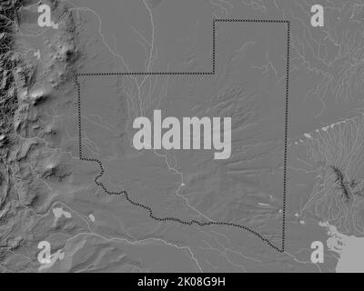 La Pampa, province of Argentina. Bilevel elevation map with lakes and rivers Stock Photo